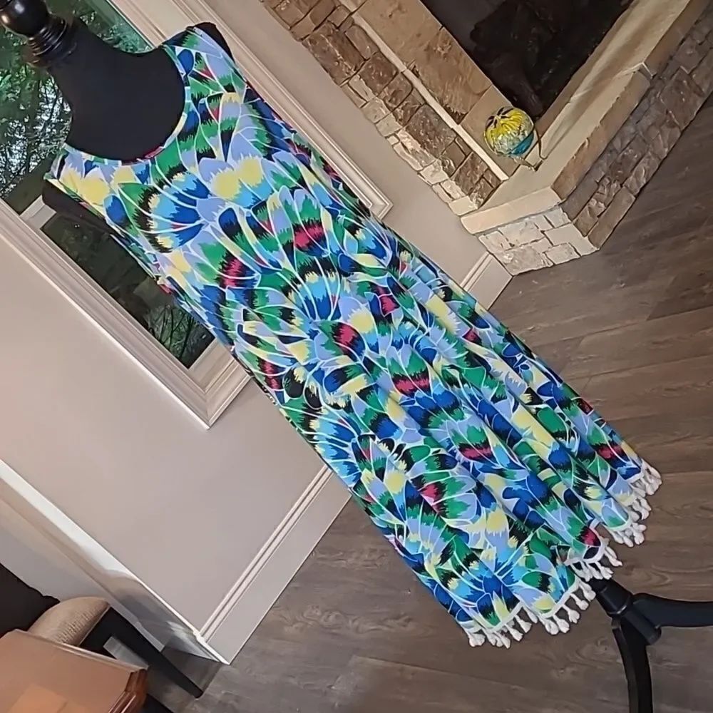 Magic sz M colorful A line dress with fringed bottom